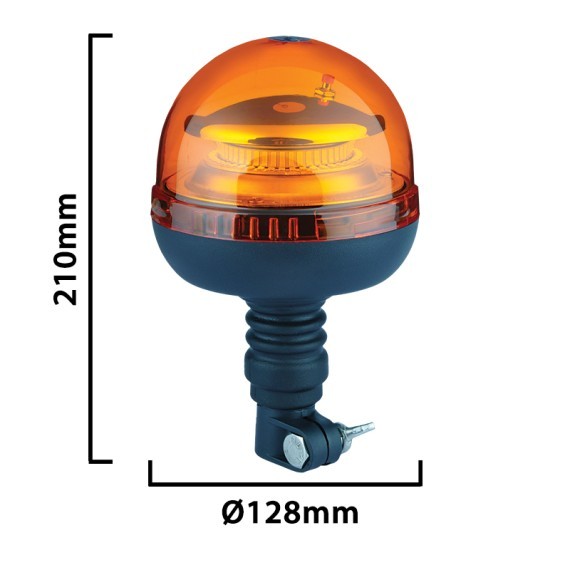 Lampeggiante LED 12/24V con Base Flessbile (DIN) 20W Arancione