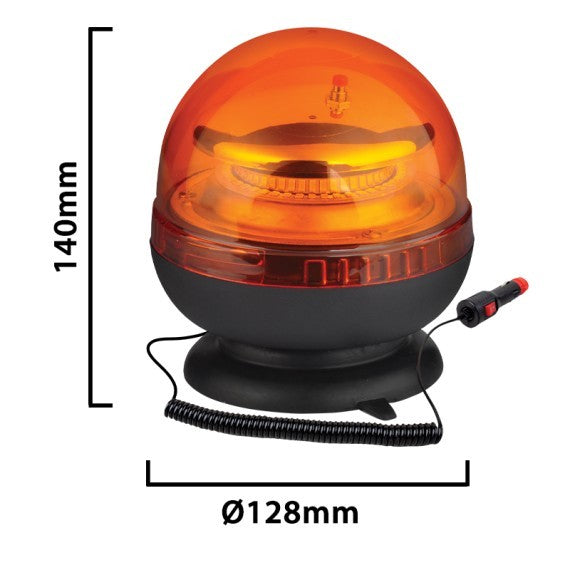 Lampeggiante LED 12/24V Base Magnetica e Spina Accendisigari 20W Arancione