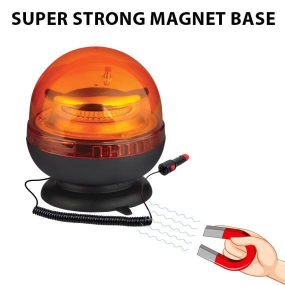 Lampeggiante LED 12/24V Base Magnetica e Spina Accendisigari 20W Arancione