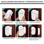 Set di 4 Allarmi Magnetici Porte e Finestre a Batteria 3xLR44