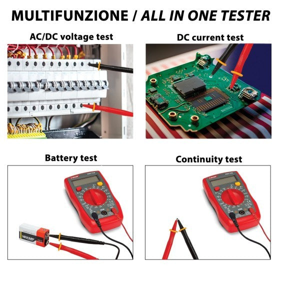Tester Digitale 7 in 1 con Sonde Custodia e Schermo Retroilluminato