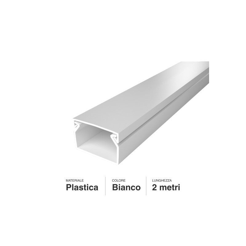 Canalina Passacavi Bianca 25X16 In Plastica e Coperchio Lunghezza 2 Metri ART. 5622516 ELMARK