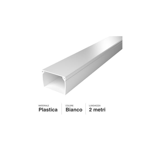 Canalina Passacavi Bianca 60X40 In Plastica e Coperchio Lunghezza 2 Metri