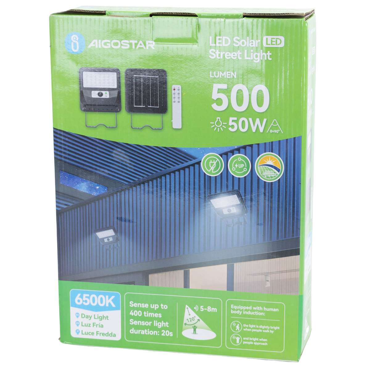Lampione Stradale Solare 50W Con Crepuscolare e Movimento 6500K IP65