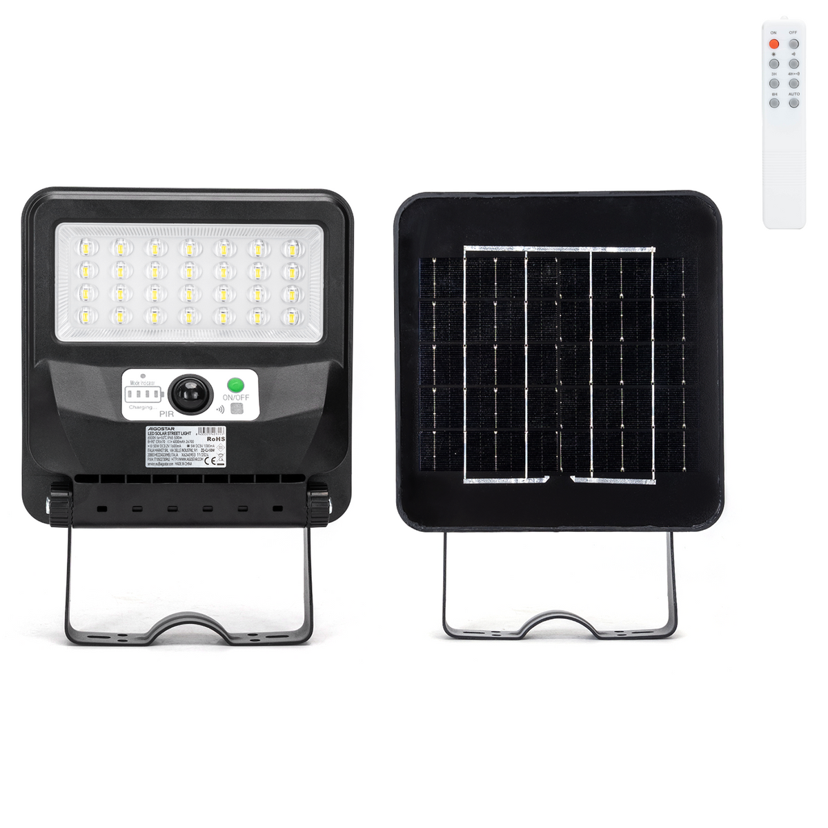 Lampione Stradale Solare 50W Con Crepuscolare e Movimento 6500K IP65