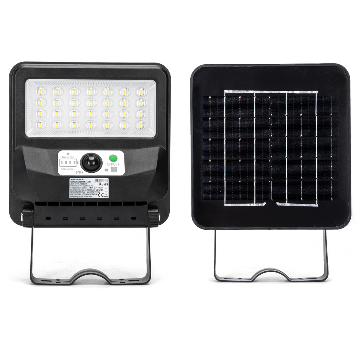 Lampione Stradale Solare 50W Con Crepuscolare e Movimento 6500K IP65