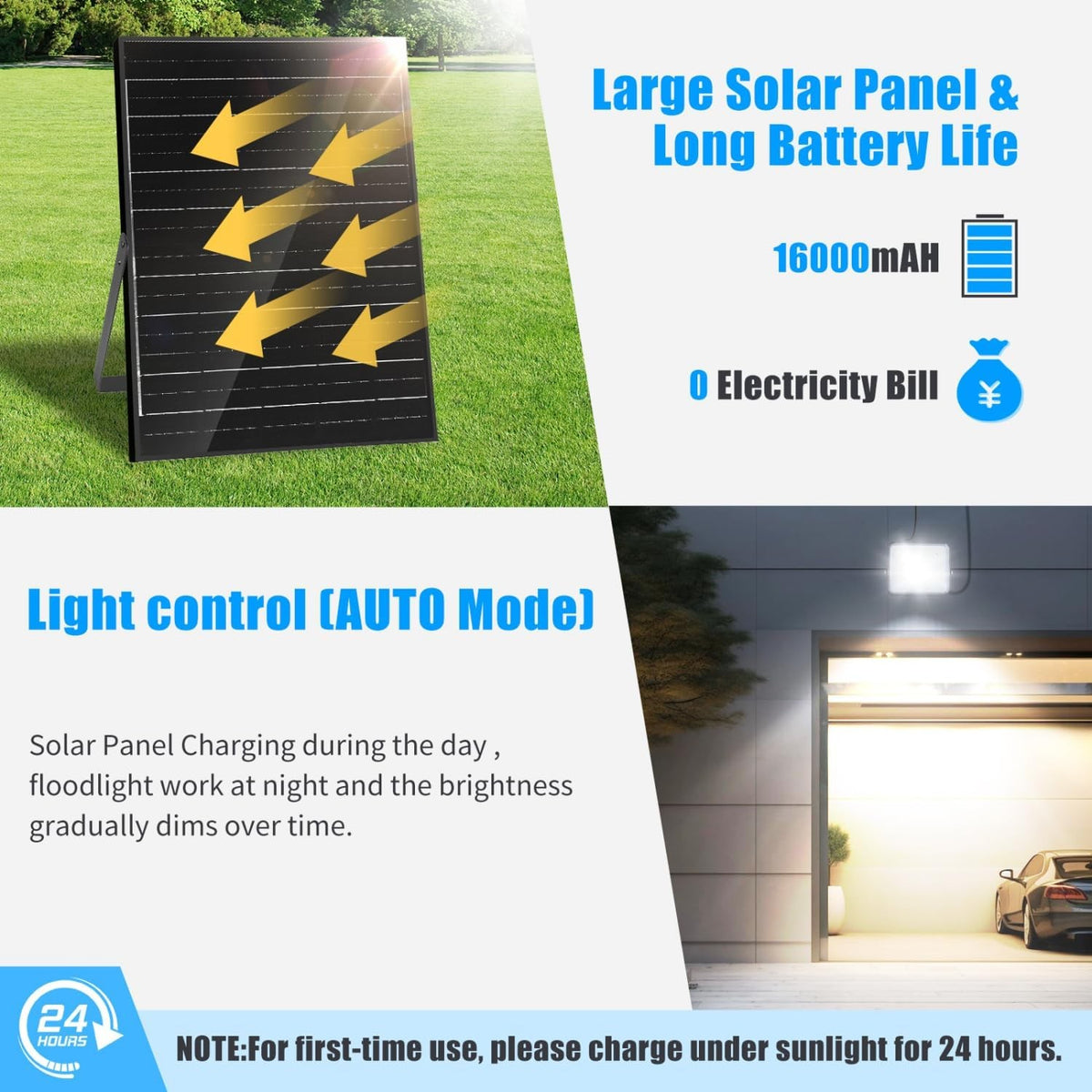 Faro Led Con Pannello Solare 200W CCT 3000/4500/6500K Aigostar