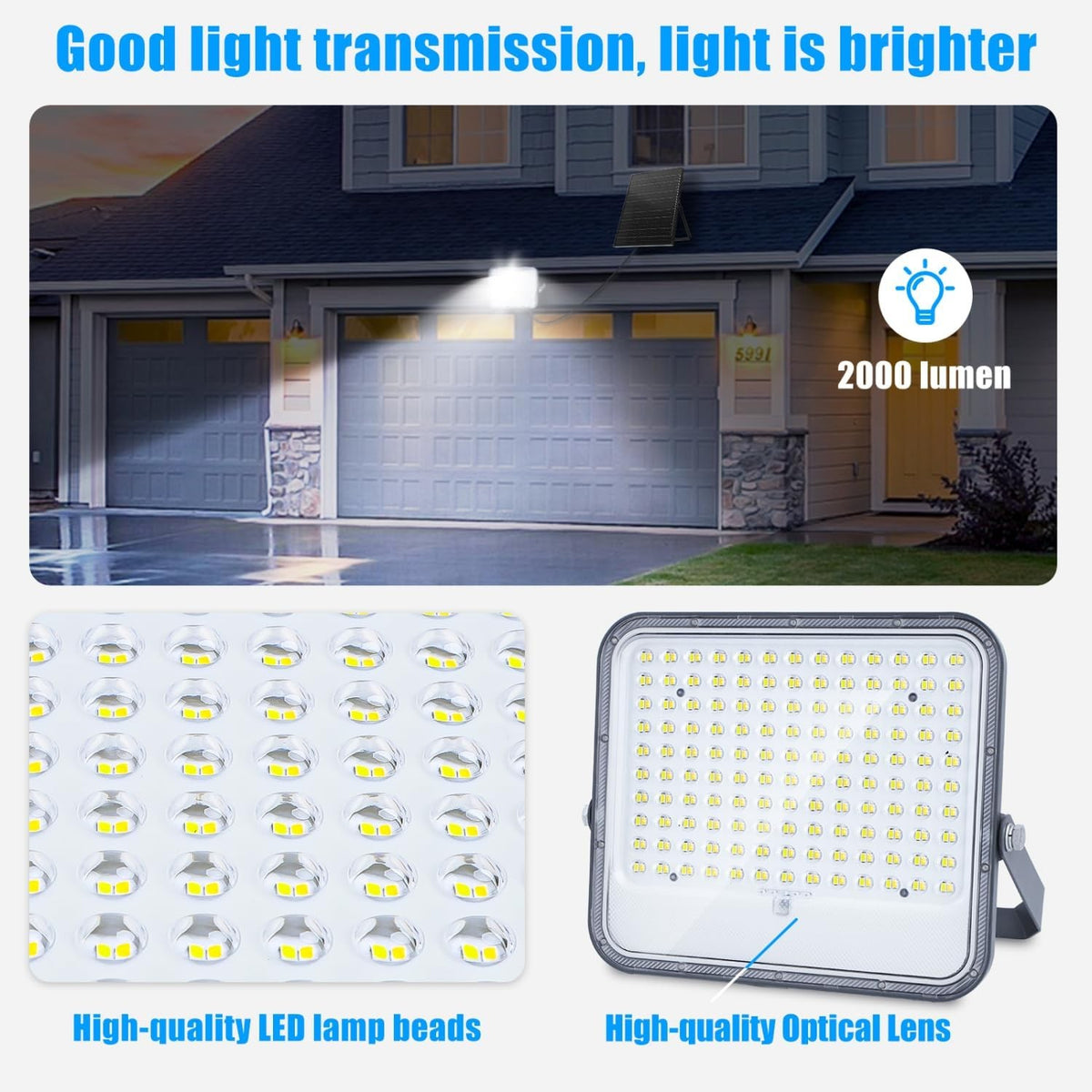 Faro Led Con Pannello Solare 200W CCT 3000/4500/6500K Aigostar