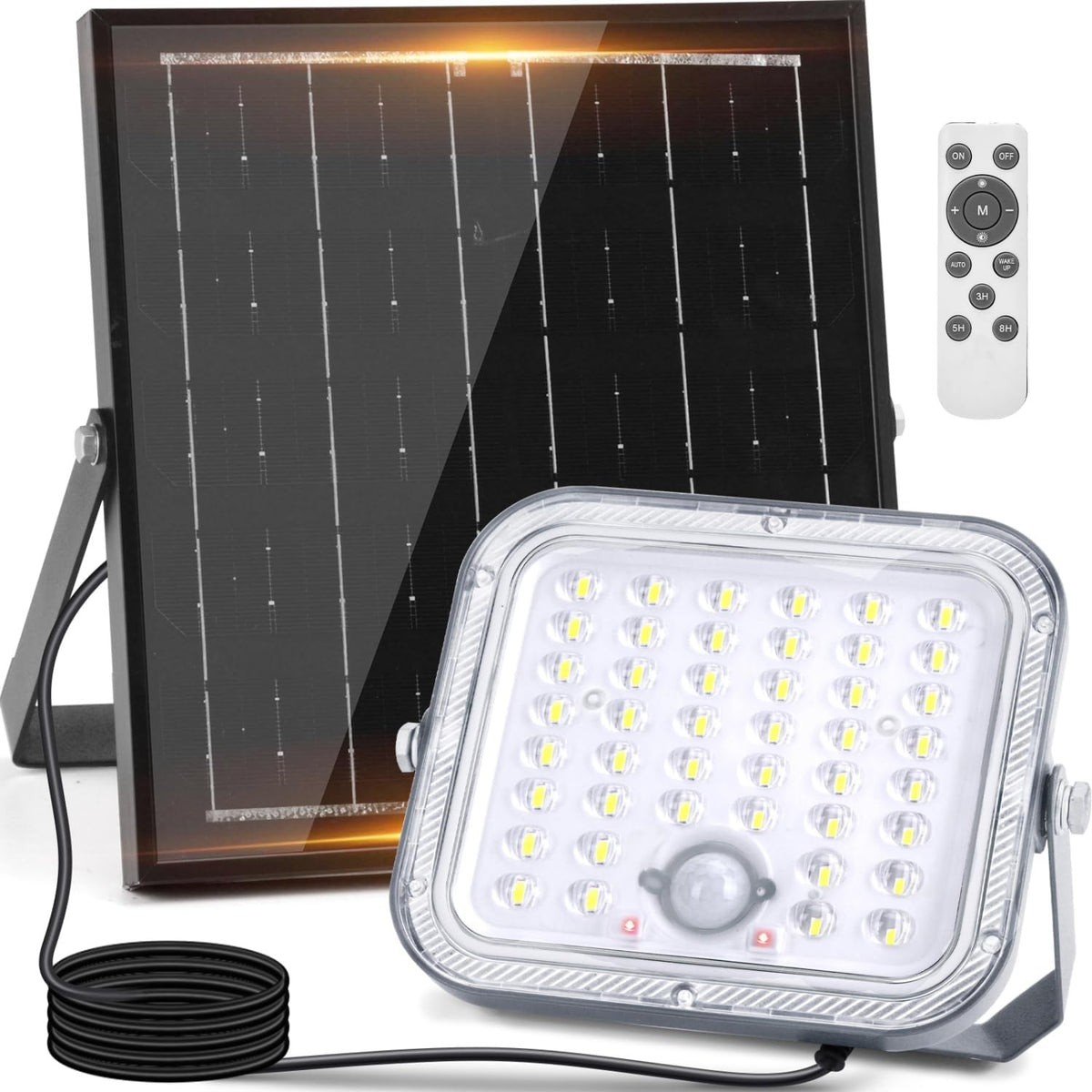 Faro Solare 80W Con Sensore di Movimento e Crepuscolare 6500K 800Lm