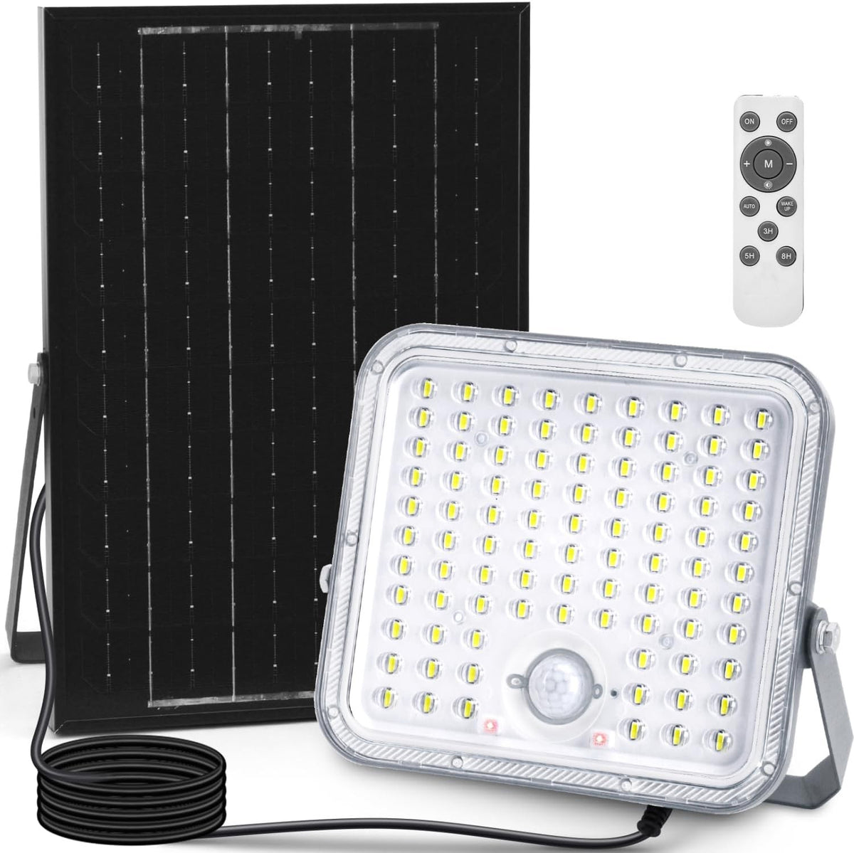 Faro Solare 120W Con Sensore di Movimento e Crepuscolare 6500K 1200Lm