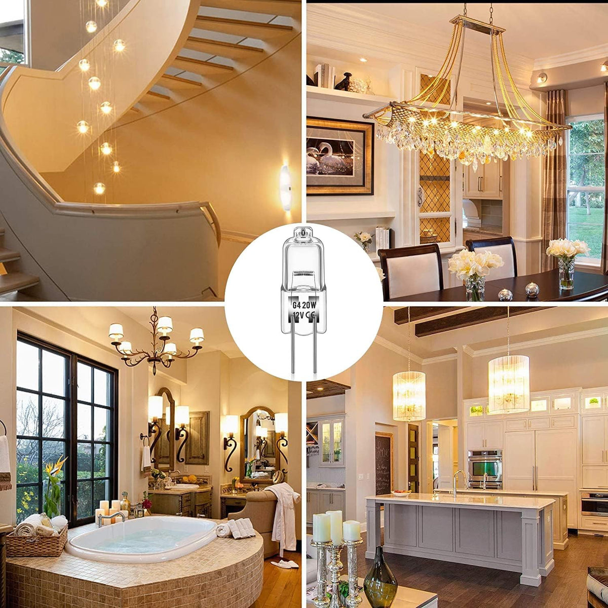 12 Pezzi Lampadina Alogena G4 10W 12V Luce Calda 2700K