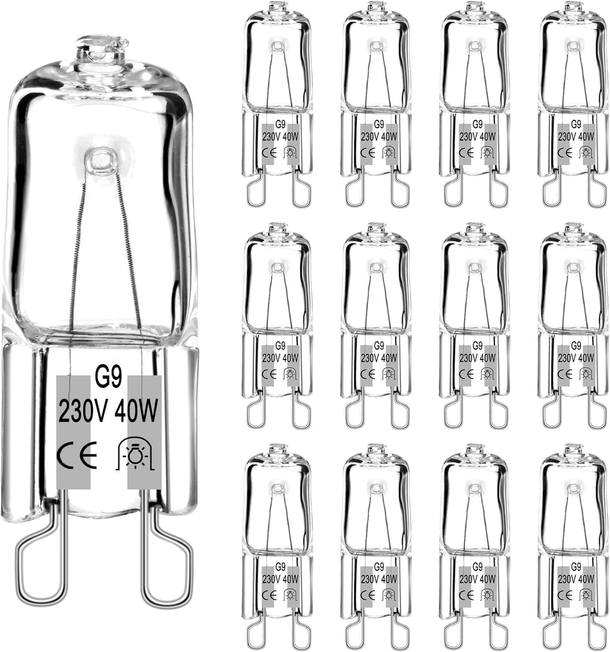 12 Pezzi Lampadina Alogena G9 40W 230V Luce Calda 2700K