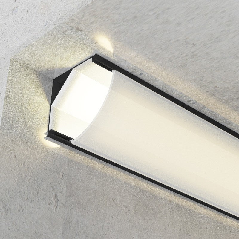 Profilo in Alluminio 2 Metri Angolare Nero SILK per Striscia Led
