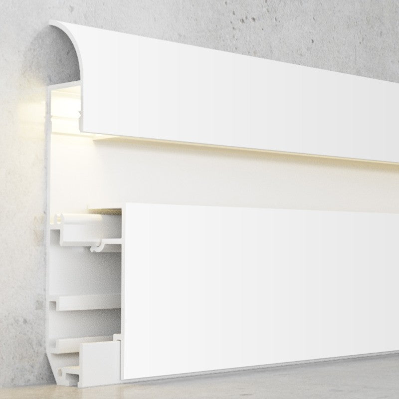 Profilo In Alluminio 2 Metri Bianco MUYE Per Battiscopa e Striscia LED