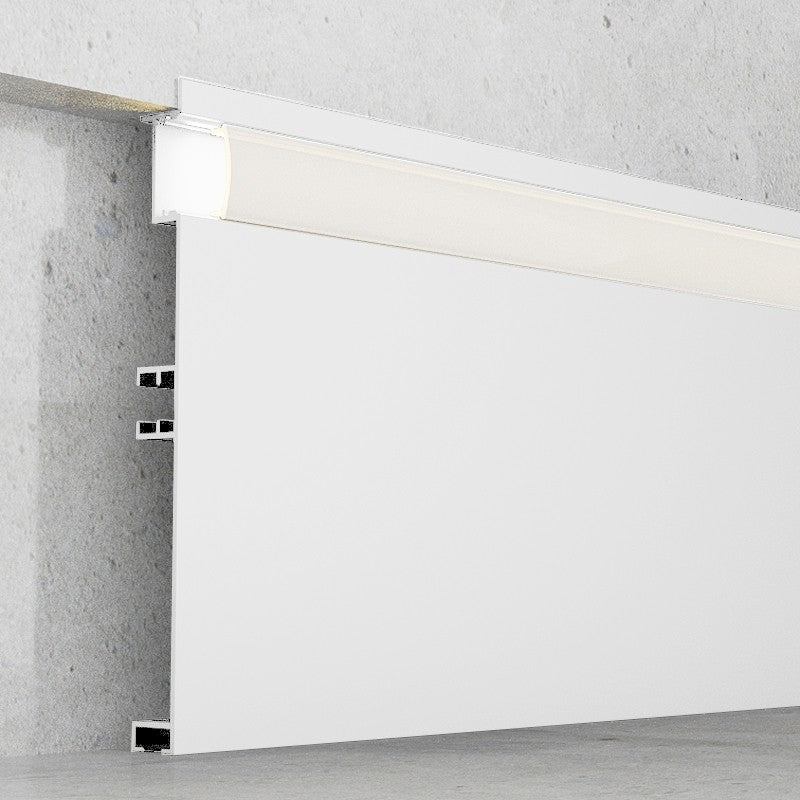 Profilo In Alluminio 2 Metri Bianco MIET Per Battiscopa e Striscia LED