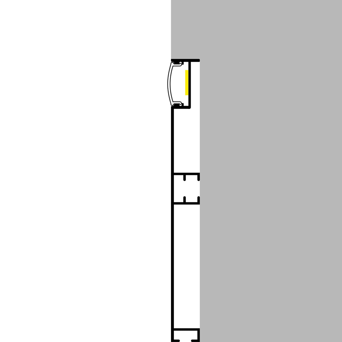 Profilo In Alluminio 2 Metri Bianco MIET Per Battiscopa e Striscia LED