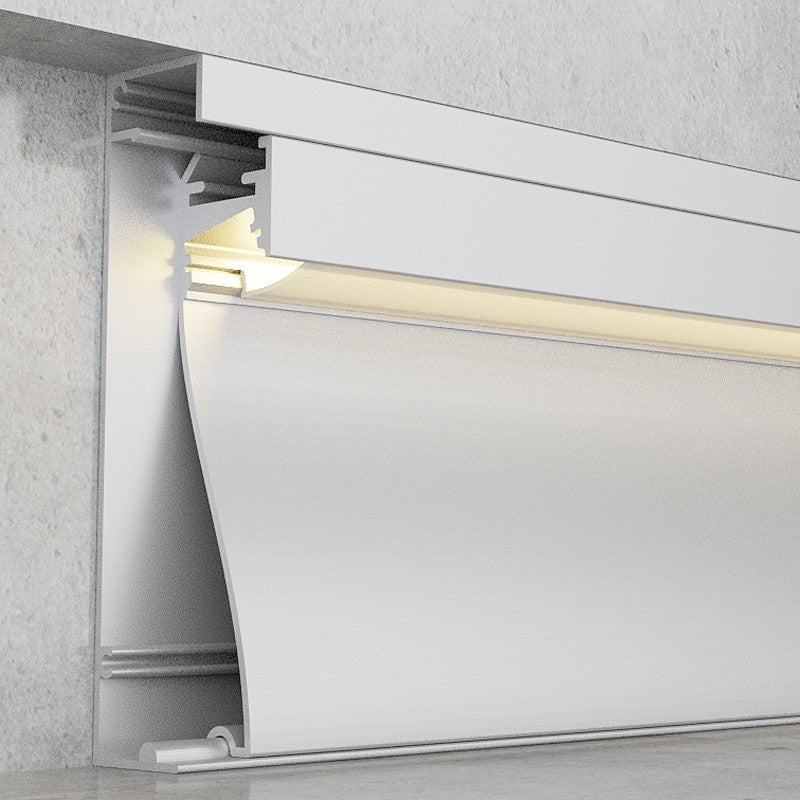 Profilo In Alluminio 2 Metri Silver KRUE Per Battiscopa e Striscia LED