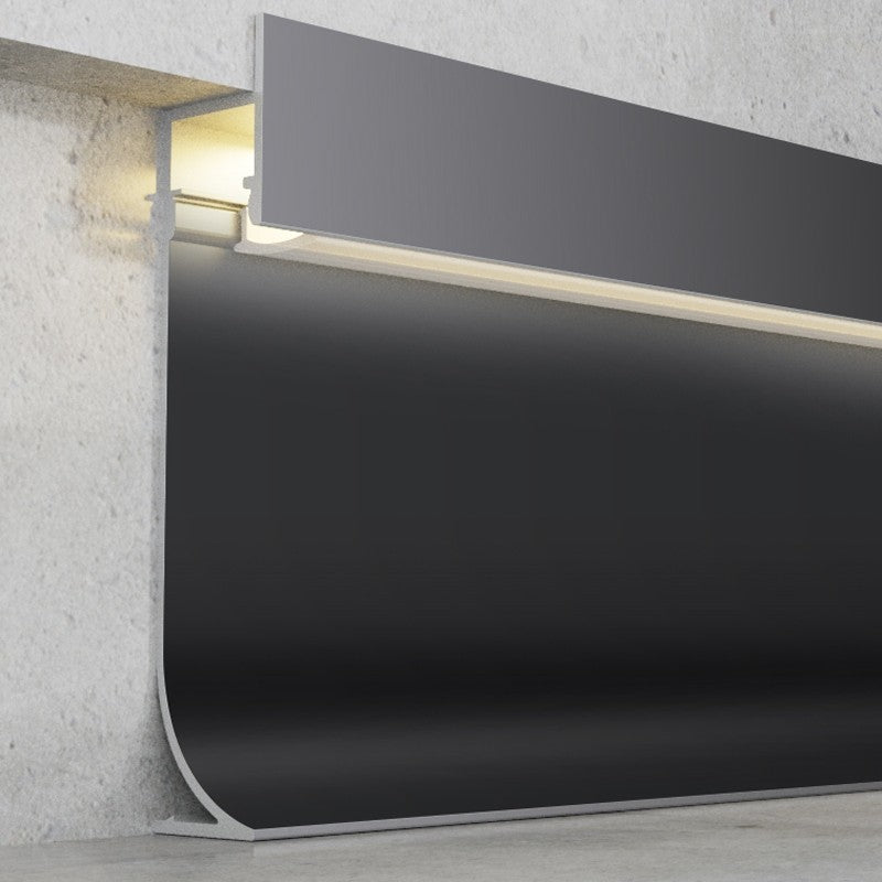 Profilo In Alluminio 2 Metri Nero SKA Per Battiscopa e Striscia LED