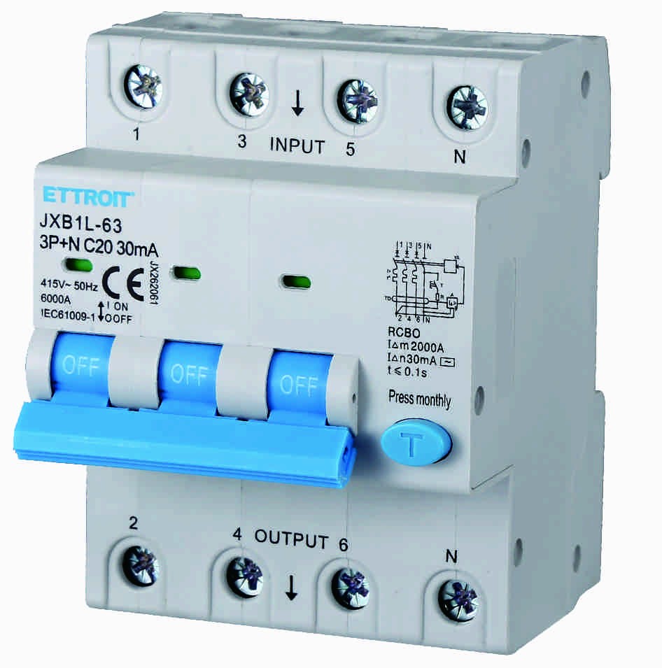 Ettroit Magnetotermico Differenziale 3P+N 20A 30mA 380V-6KA JX262061