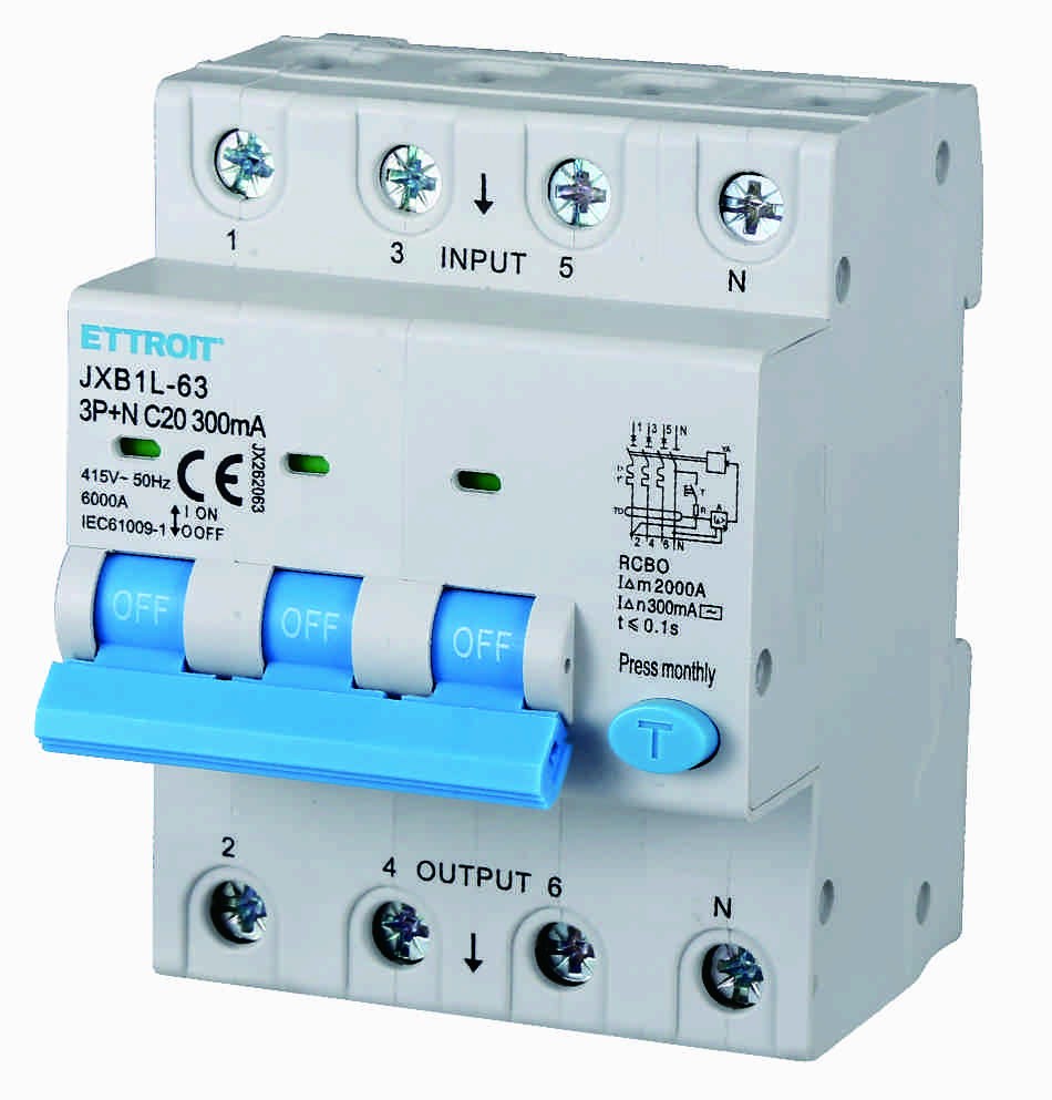 Ettroit Magnetotermico Differenziale 3P+N 20A 300mA 380V-6KA JX262063