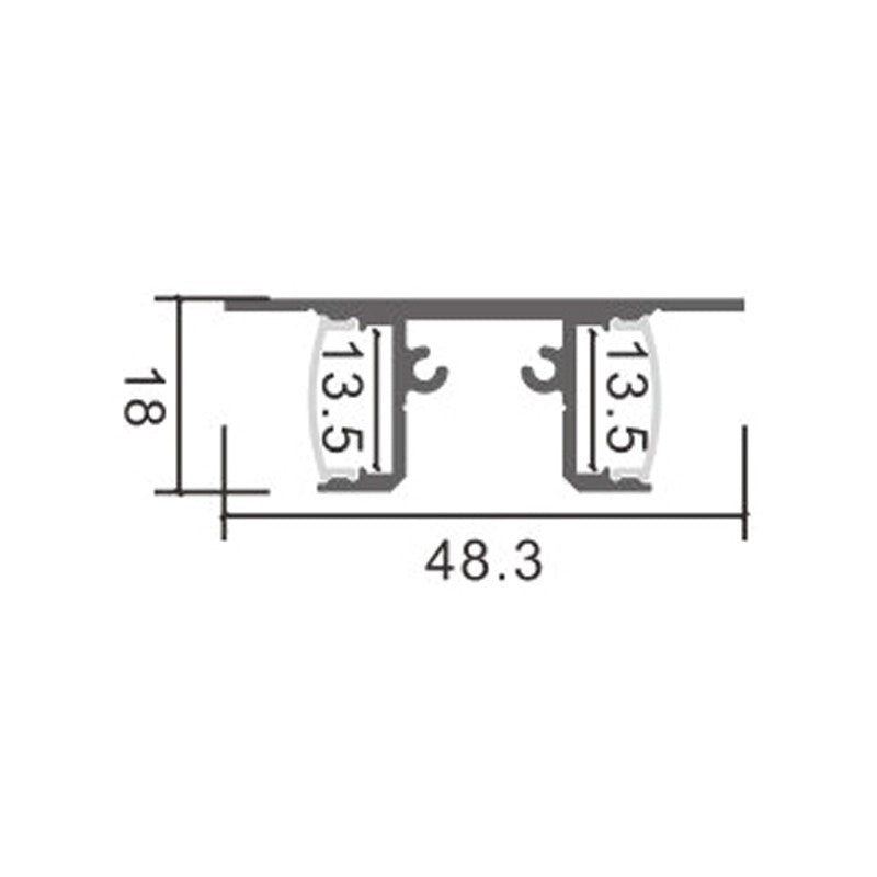 Profilo Led In Alluminio 2 Metri Da Parete Nero Per 2 Strisce Led