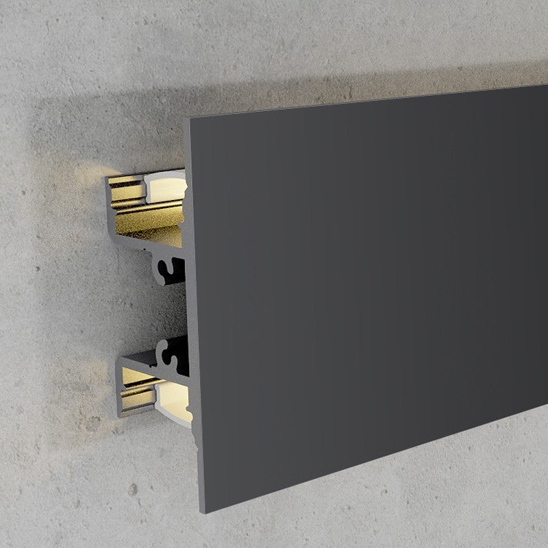 Profilo Led In Alluminio 2 Metri Da Parete Nero Per 2 Strisce Led