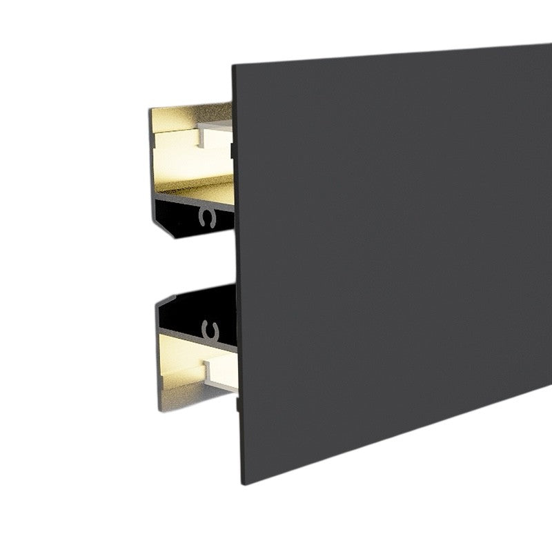 Profilo Led In Alluminio 2 Metri Da Parete XL Nero Per 2 Strisce Led