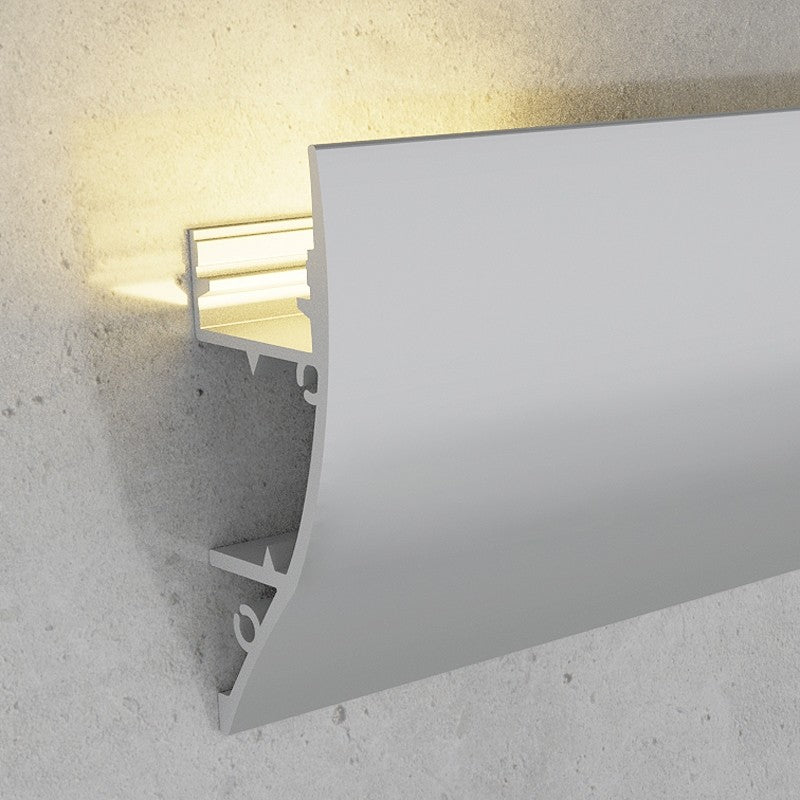 Profilo In Alluminio 2 Metri Veletta Silver Da Parete Per Strisce Led