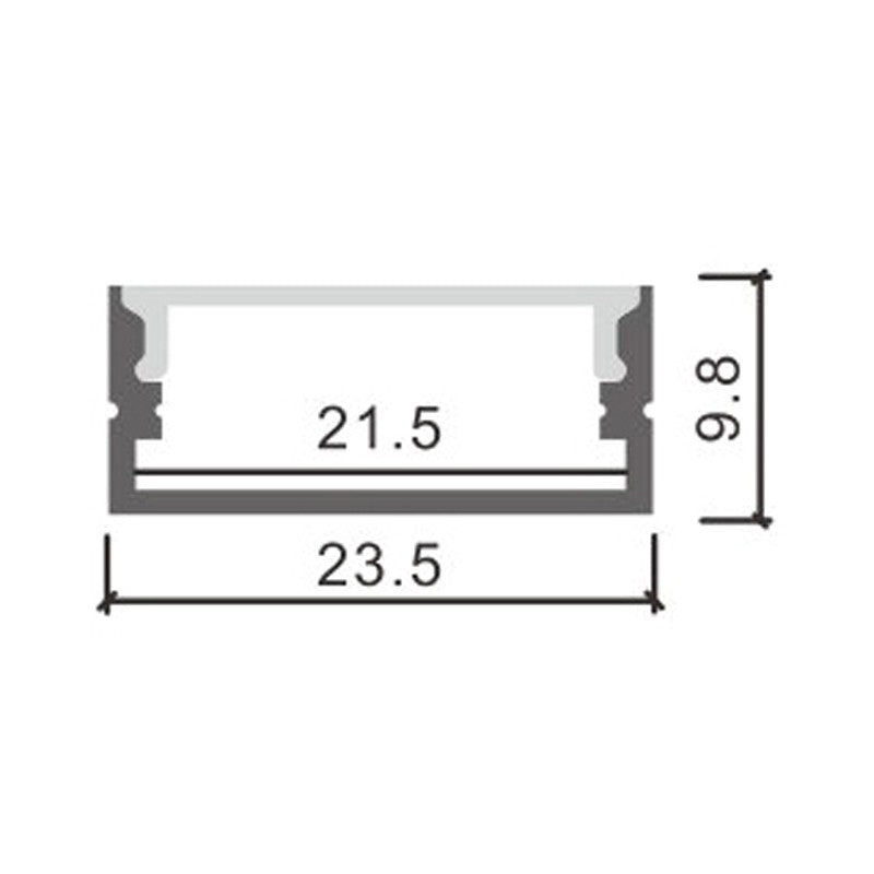 Profilo in Alluminio 2 Metri per Doppia Striscia Led Piatto XL Anodizzato