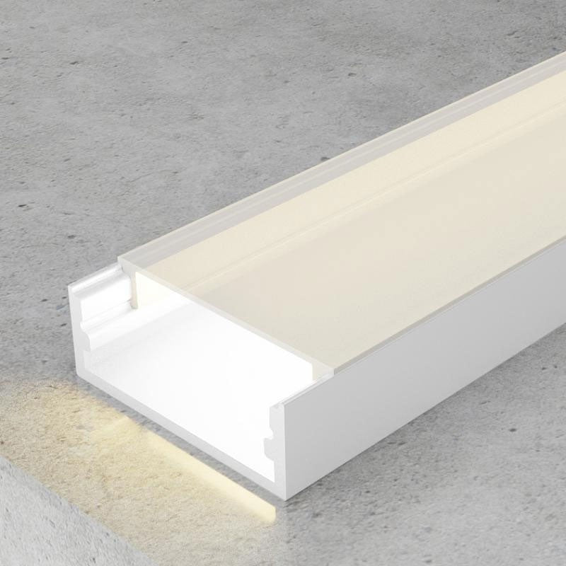 Profilo in Alluminio 2 Metri per Doppia Striscia Led Piatto XL Bianco
