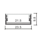 Profilo in Alluminio 2 Metri per Doppia Striscia Led Piatto XL Nero