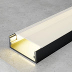 Profilo in Alluminio 2 Metri per Doppia Striscia Led Piatto XL Nero