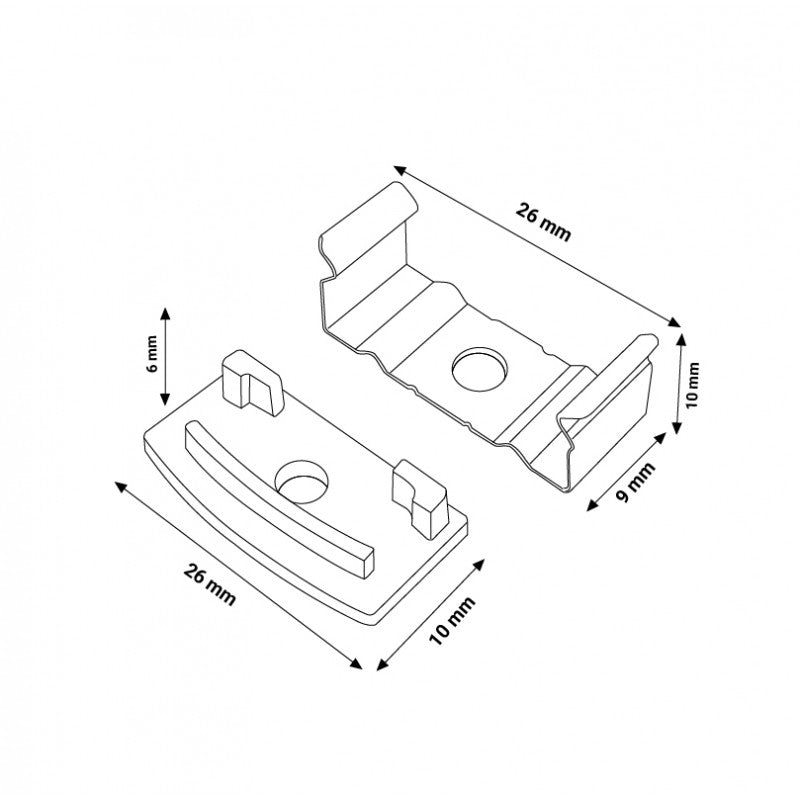 Confezione 2 Tappi e 2 Graffette Clips Per Profilo Piatto Bianco LM3716