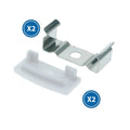 Confezione 2 Tappi e 2 Graffette Clips Per Profilo Piatto Bianco LM3716