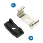 Confezione 2 Tappi e 2 Graffette Clips Per Profilo Piatto Nero LM3730