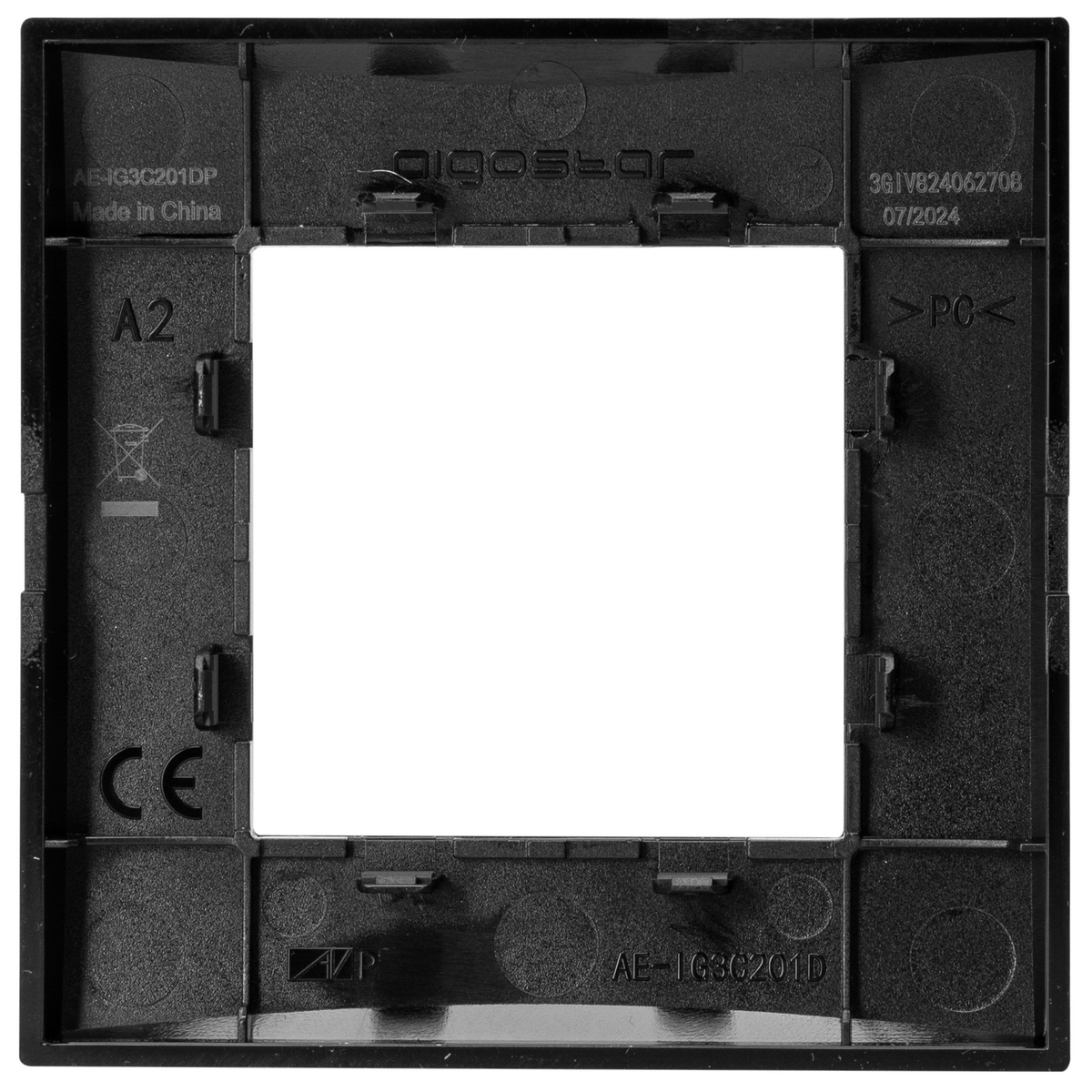 Placca 2 Moduli Nera Lucida In Plastica Compatibile Vimar Plana