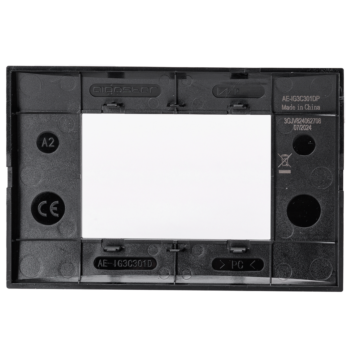 Placca 3 Moduli Nera Lucida In Plastica Compatibile Vimar Plana