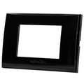 Placca 3 Moduli Nera Lucida In Plastica Compatibile Vimar Plana