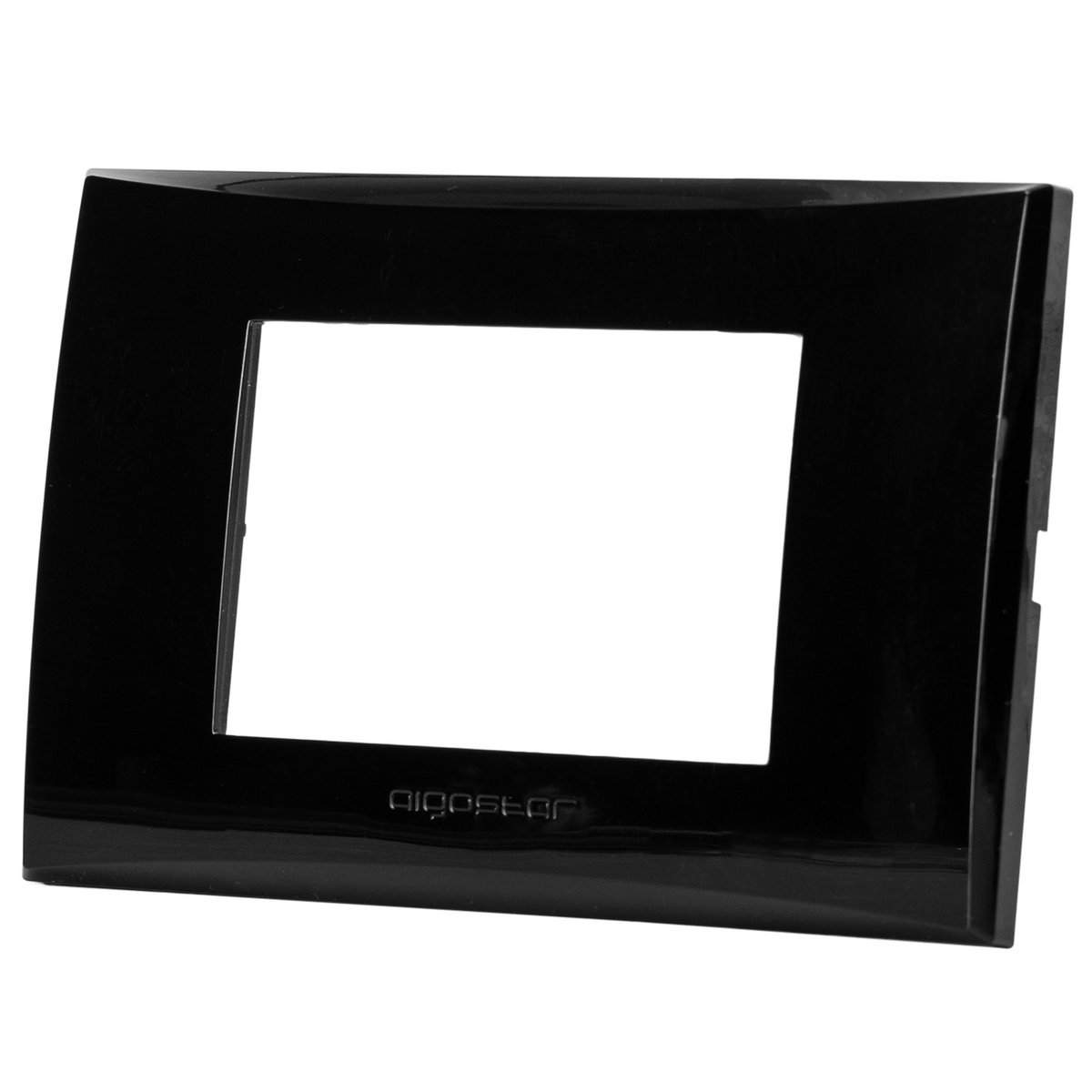 Placca 3 Moduli Nera Lucida In Plastica Compatibile Vimar Plana