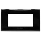 Placca 4 Moduli Nera Lucida In Plastica Compatibile Vimar Plana