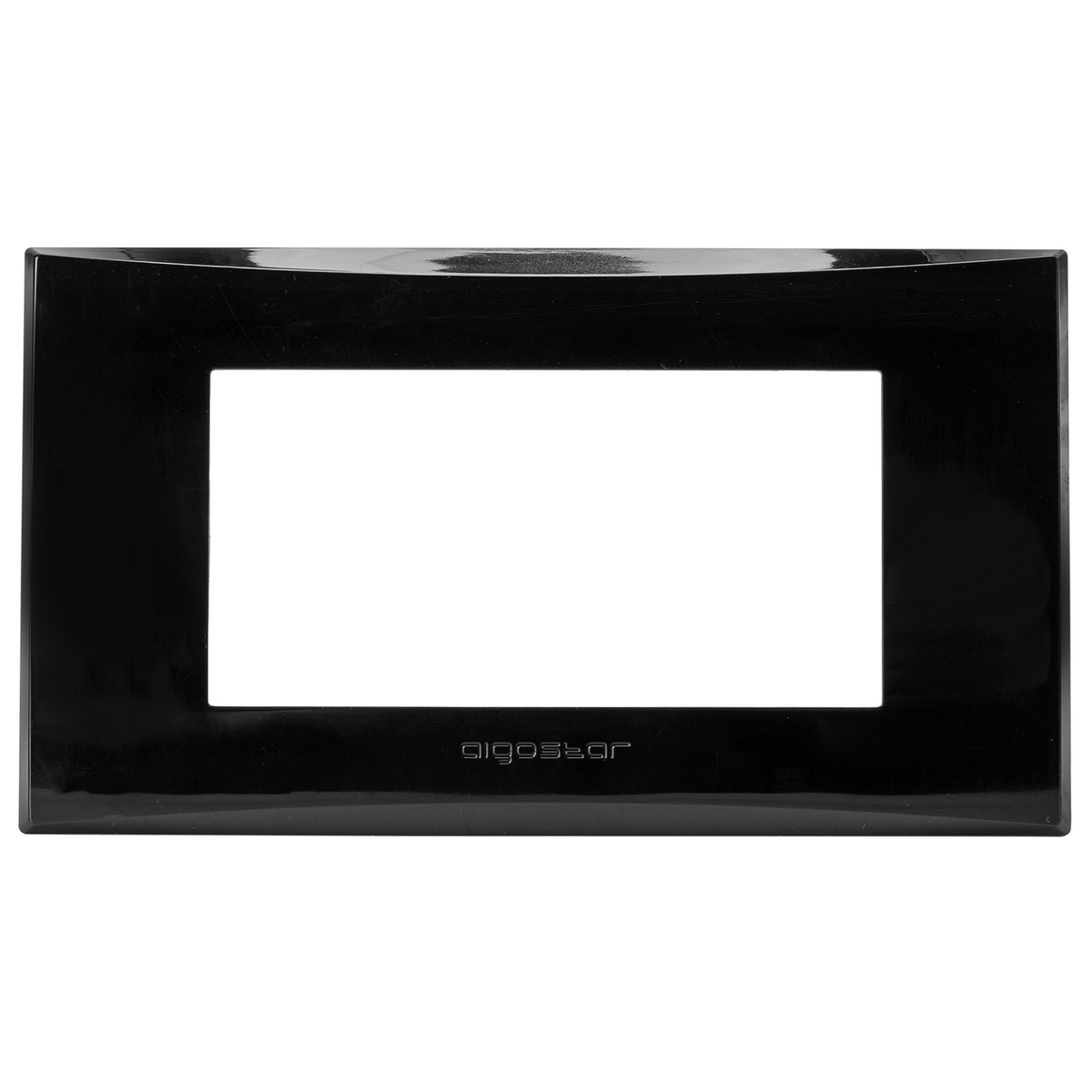 Placca 4 Moduli Nera Lucida In Plastica Compatibile Vimar Plana
