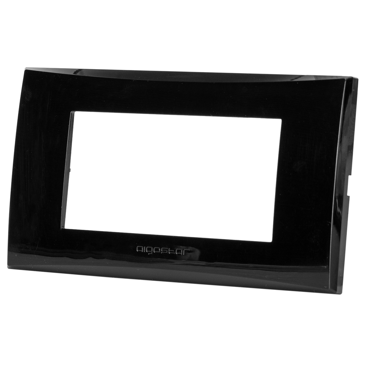 Placca 4 Moduli Nera Lucida In Plastica Compatibile Vimar Plana