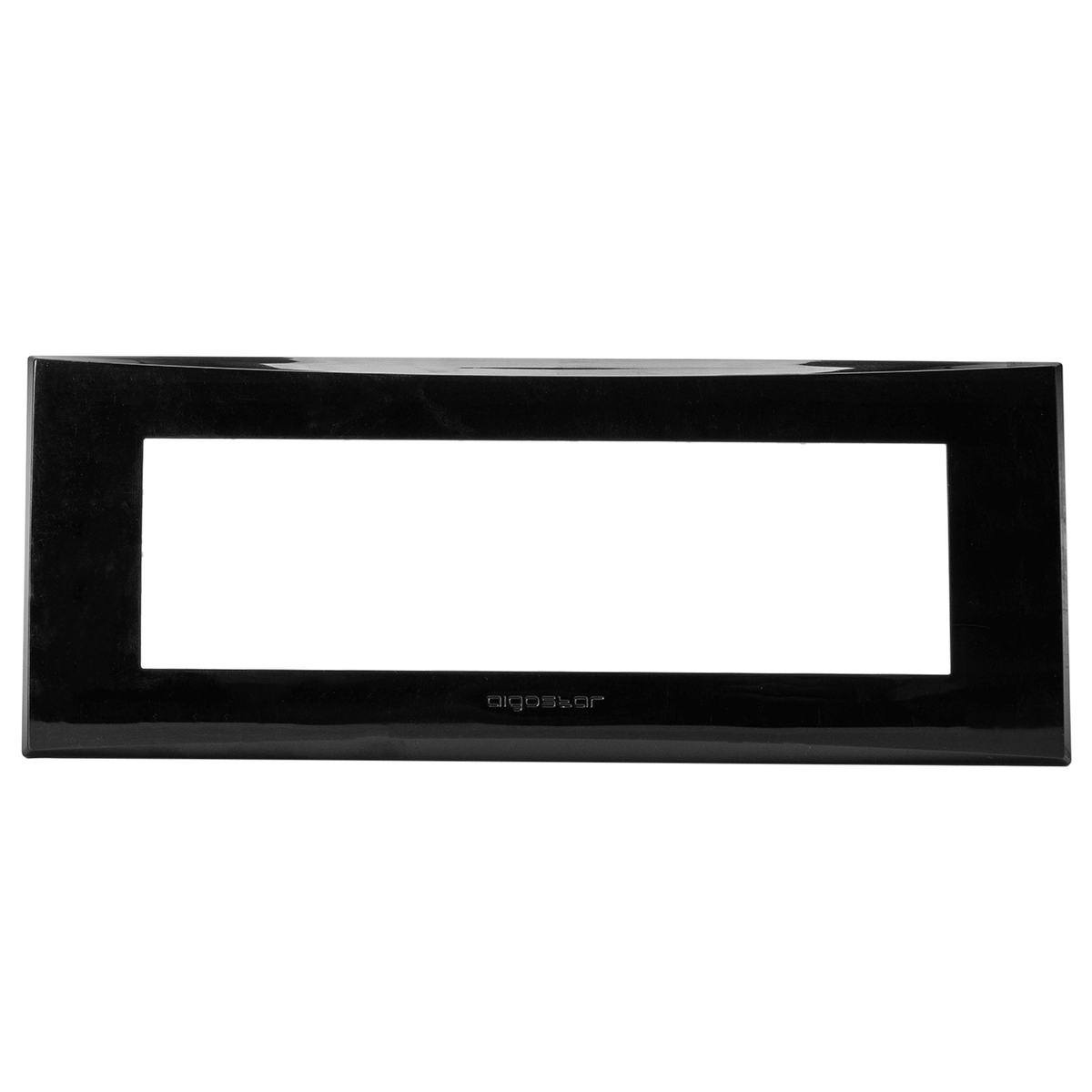Placca 7 Moduli Nera Lucida In Plastica Compatibile Vimar Plana