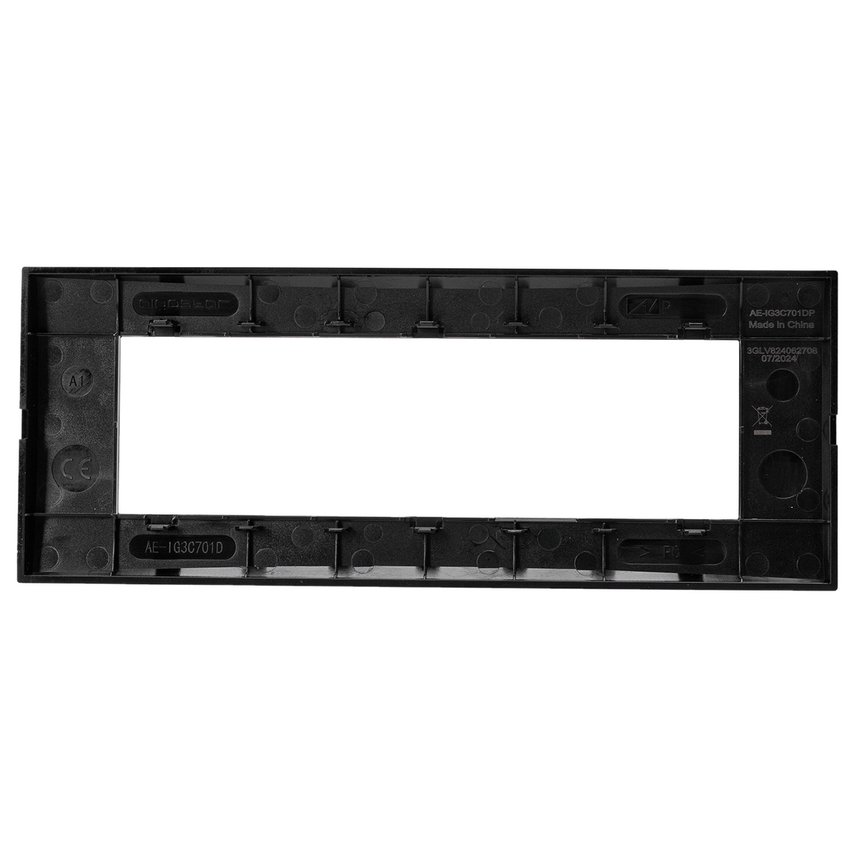 Placca 7 Moduli Nera Lucida In Plastica Compatibile Vimar Plana