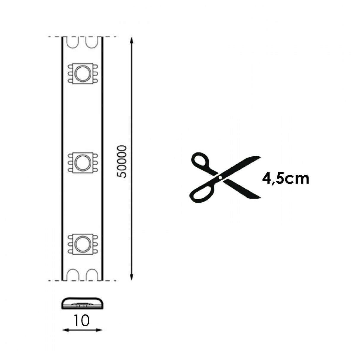 Striscia Led COBPOINT IP67 220V 15W/MT 286LED/MT 6000K Bobina 50 Metri