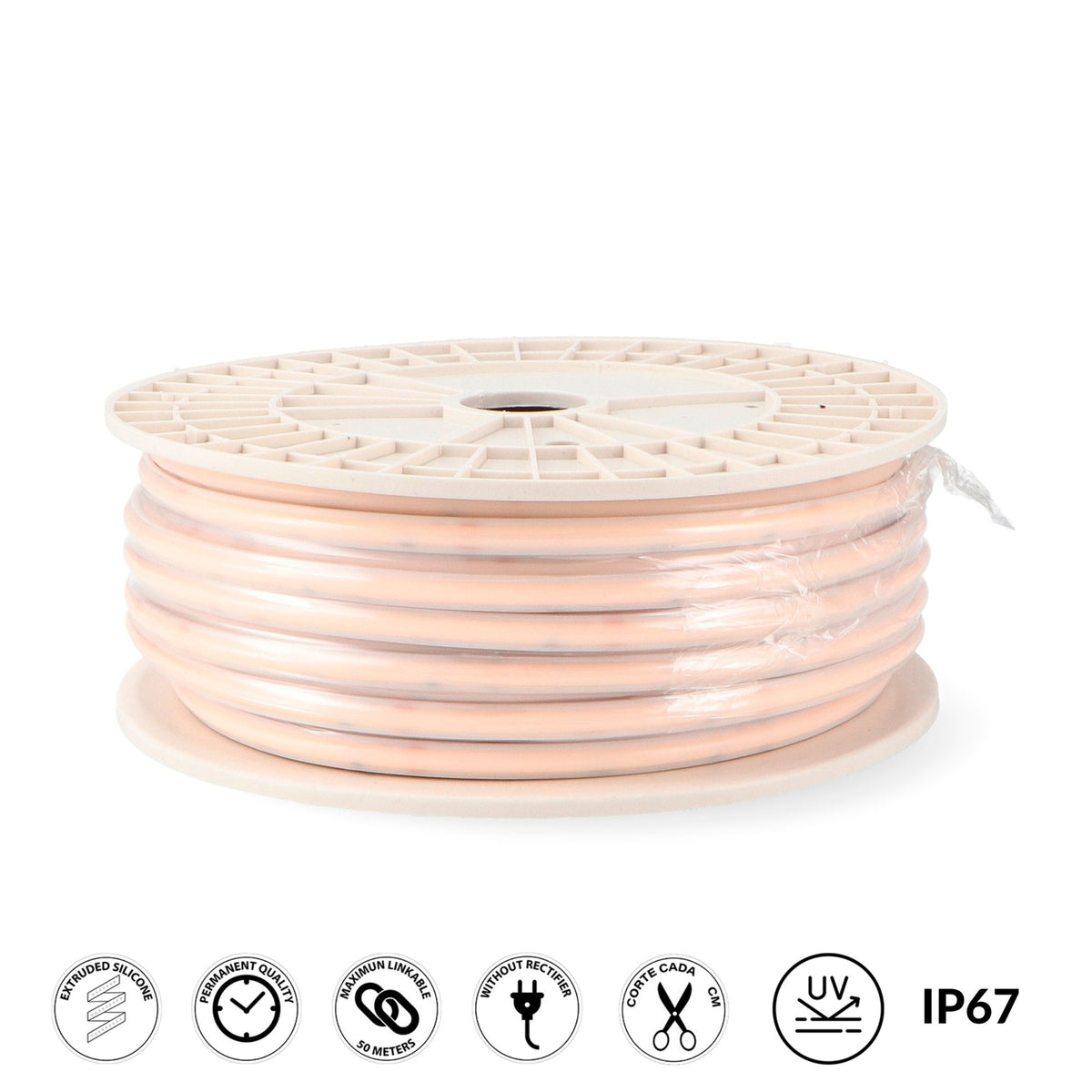 Striscia Led COBPOINT IP67 220V 15W/MT 286LED/MT 6000K Bobina 50 Metri