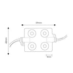Moduli Led SMD 12V DC 2W 4 Led IP68 Catena 20pz Per Insegne Luce 6500K