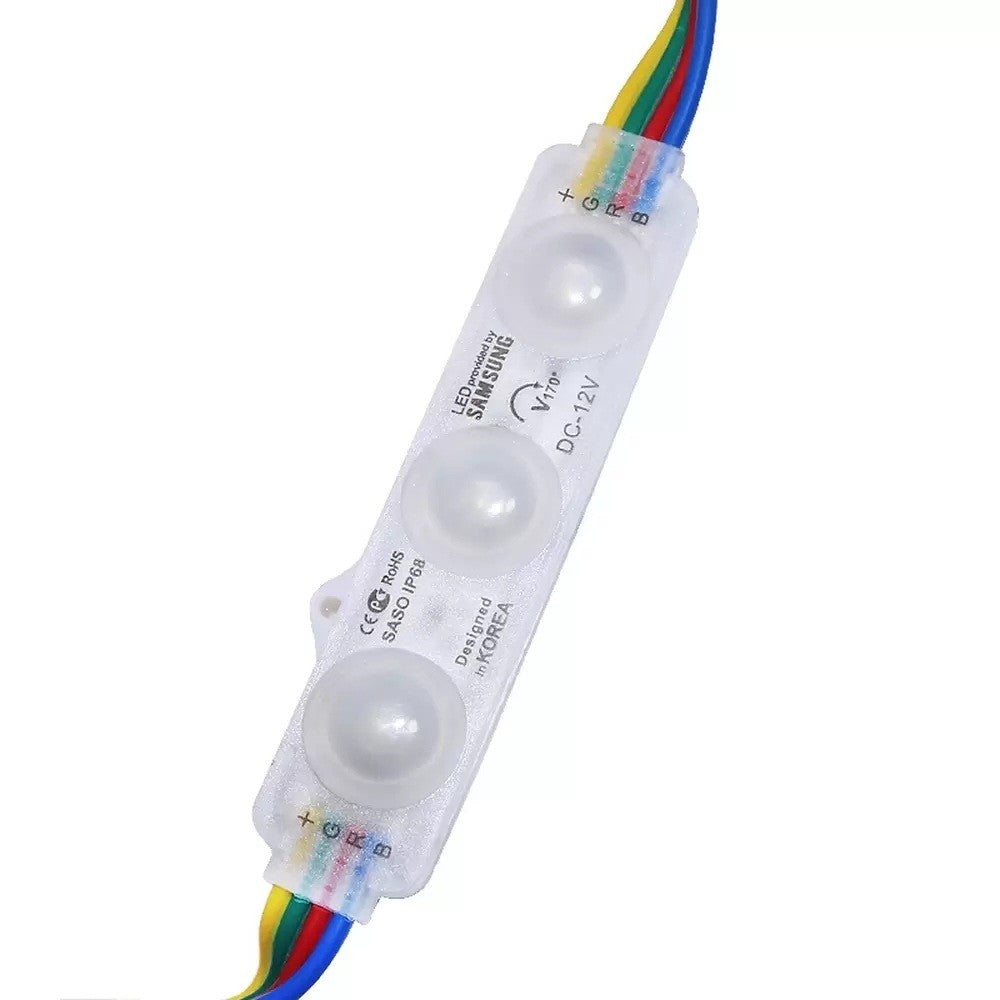 Moduli Led SMD 12V 1W DC 3 Led IP68 Catena 20pz Per Insegne Luce RGB