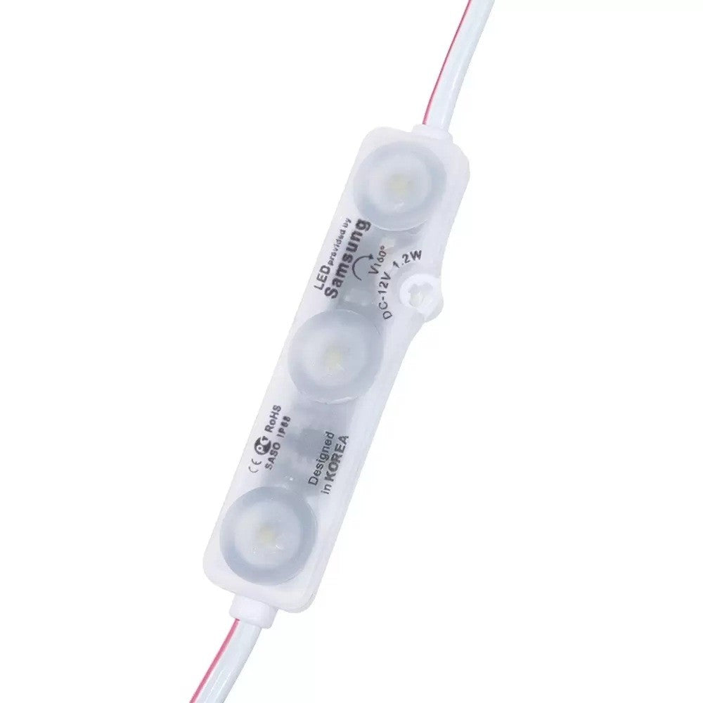Moduli Led SMD 12V DC 1.2W 3 Led IP68 Catena 20pz Per Insegne Luce 6500K