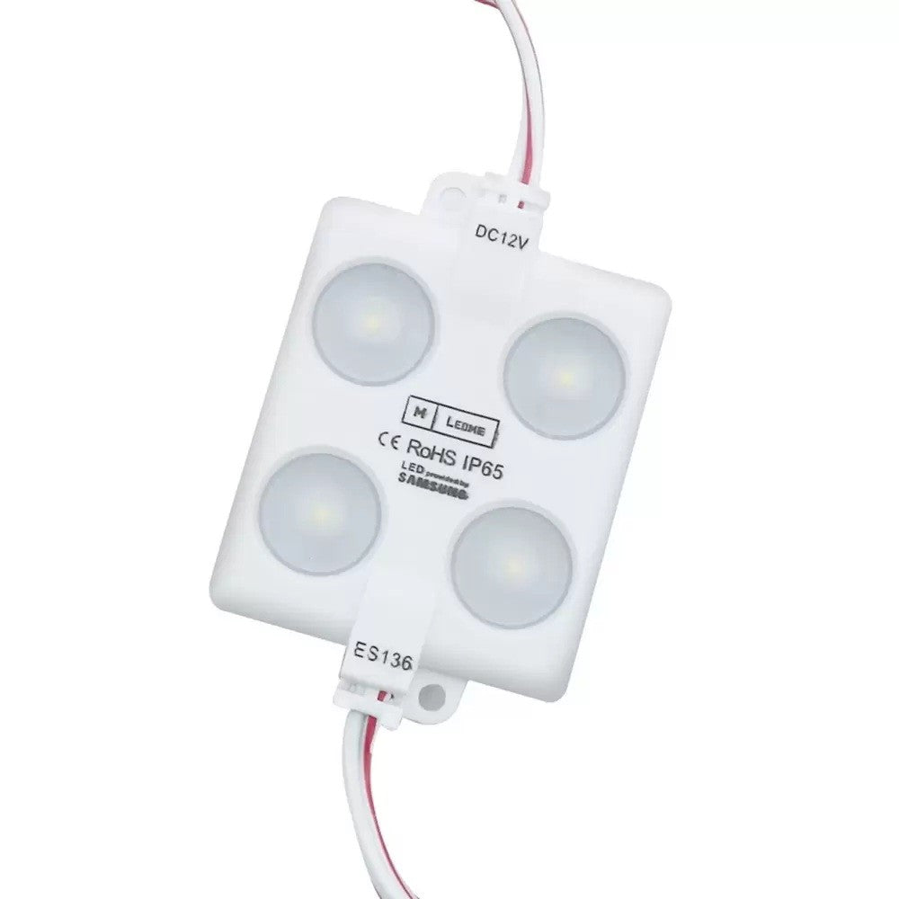 Moduli Led SMD 12V DC 2W 4 Led IP68 Catena 20pz Per Insegne Luce 6500K